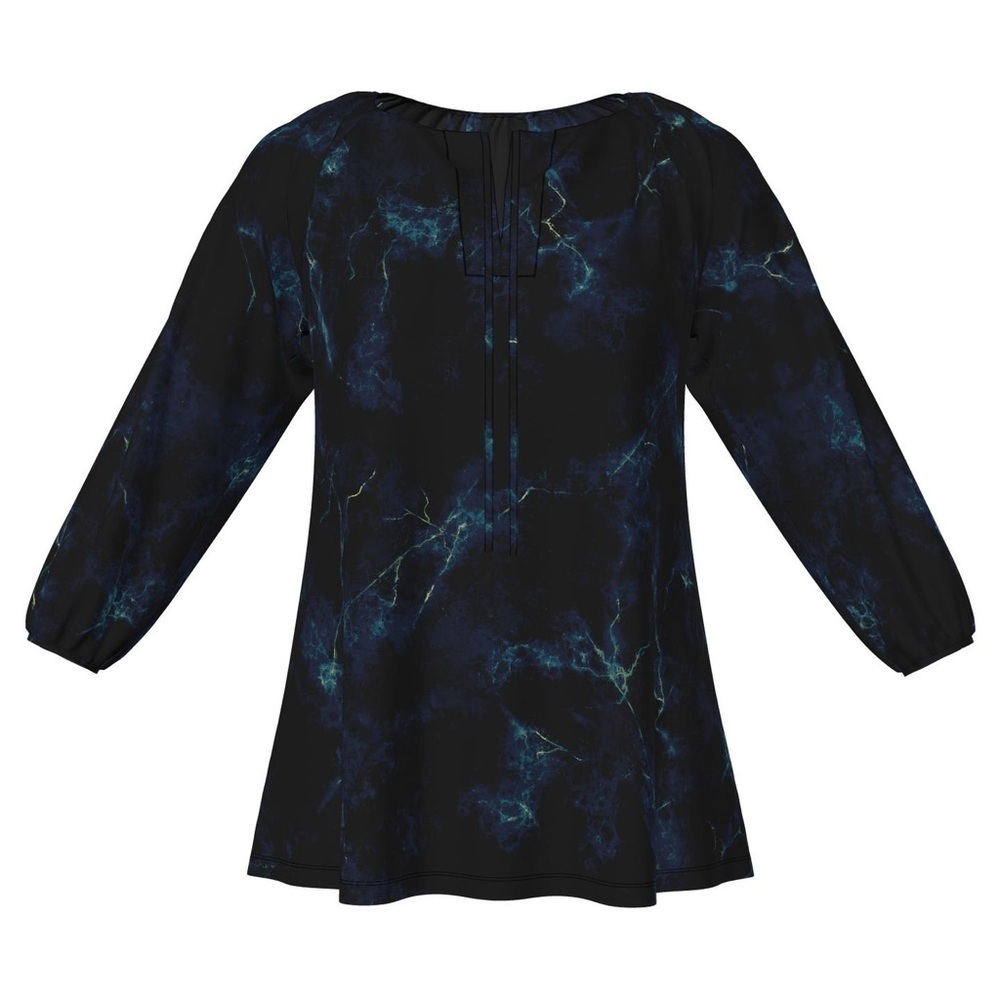 NWT LuLaRoe Debra Peasant Top XS Black Blue Green Tie Dye 3/4 Sleeve Blouse - Picture 2 of 9